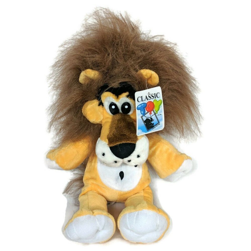 Classic Toy Co Gold Lion Plush Brown Mane 16 Inch NWT